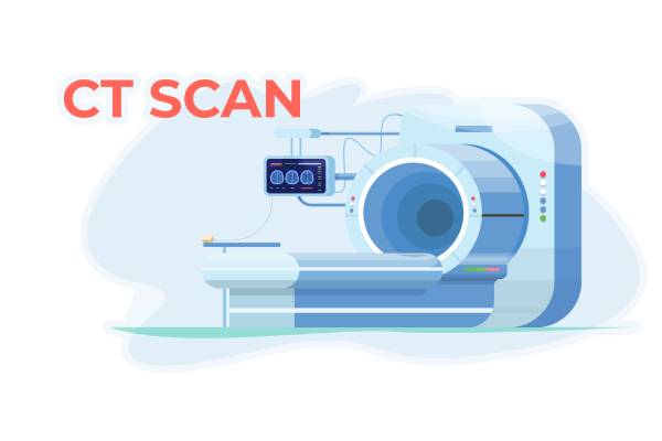 Vector image of front view of an MRI scanner.